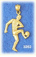 14k gold player kicking soccer ball charm
