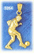 14k gold soccer player kicking ball charm