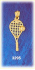 14k gold tennis racket and ball charm