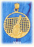 14k gold tennis racket, net & balls charm