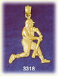 14K Gold Baseball Batter Hitting Ball Charm