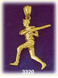 14K Gold 3D Baseball Batter Charm