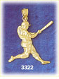 14K Gold Textured Baseball Batter Swinging Bat Charm