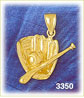14K Gold Baseball Glove, Bat & Ball Charm