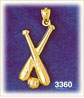 14K Gold Double Baseball Bat & Ball Charm