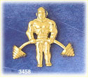 14k gold bodybuilder lifting weights charm