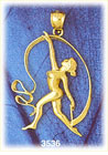 14K Gold Gymnast & Ribbon Gymnastics Charm
