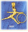 14K Gold Gymnast & Hoop Gymnastics Charm