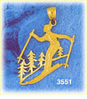 14k gold skier on slopes charm