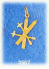 14K Gold 3D Snow Skis and Poles Charm