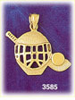 14K Gold Hockey Mask, Stick & Puck Charm