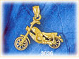 14k two color gold 3d motorcycle chopper charm