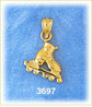 14k gold 3d rollerblade charm