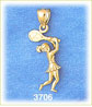 14k gold 3d female tennis player charm