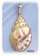 14Kt Tri Color Gold Sea Shell Charm