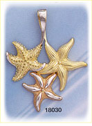 14K Gold Tri Color Starfish Charm