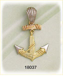 14Kt Tri Color Gold Anchor Charm Pendant