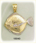 14K Two Color Gold Fish Charm
