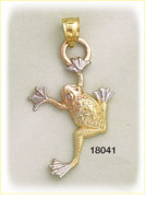 14K Tri Color Gold Frog Charm