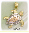 14K Tri Color Gold Sea Turtle Charm