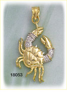 14K Two Color Gold Crab Charm