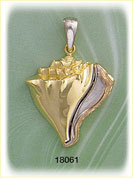 14K Tri Color Gold Conch Shell Charm