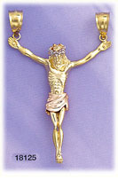 14K Tri Color Gold Crucifix Charm