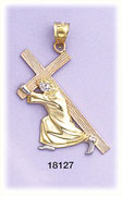 14K Tri Color Gold Crucifixion Charm