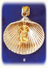 14K Two Tone Gold Shell Charm