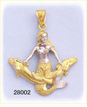 14K Two Color Gold Mermaid Charm