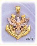 14K Tri Color Gold Anchor / Eagle Charm
