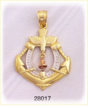 14K Tri Color Gold Anchor / Horseshoe Charm