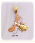 14K Tri Color Gold Bee Charm