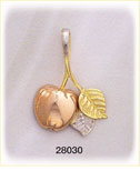14K Tri Color Gold Apple Charm