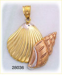 14Kt Tri Color Gold Shell Charm