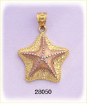 14Kt Tri Color Gold Starfish Charm