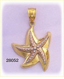 14Kt Tri Color Gold Sea Star Charm