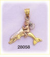 14K Tri Color Gold Dolphin / Angel Charm