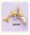 14K Tri Color Gold Two Dolphins Charm