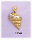 14K Two Color Conch Shell Charm