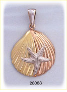 14K Tri Color Gold Sea Shell Charm
