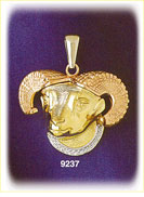 14K Tri Color Gold Zodiac Aries Pendant