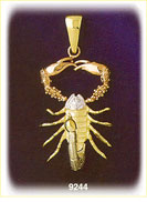 14K Tri Color Gold Zodiac Scorpio Pendant