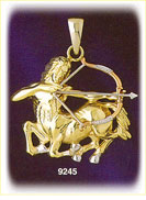 14K Tri Color Gold Zodiac Sagittarius Pendant